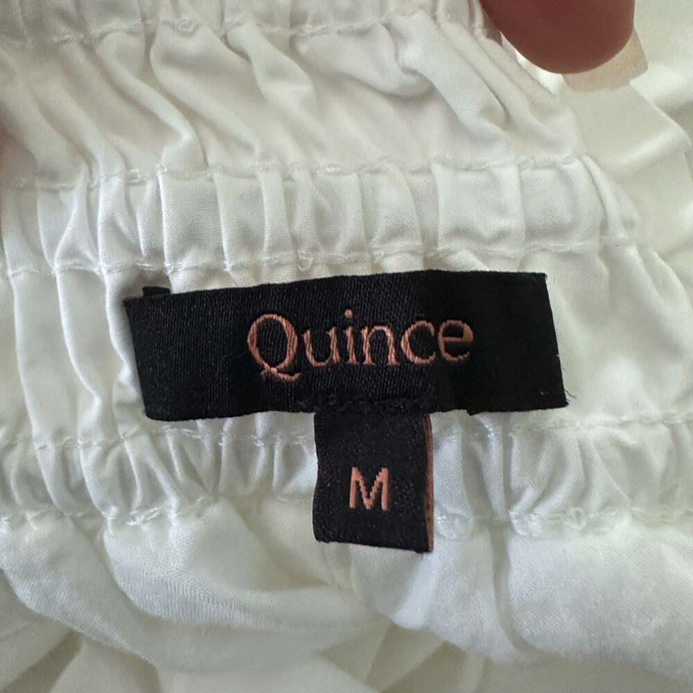 Quince Skirt Womens Medium White Organic Cotton Poplin Tiered Maxi Cottage Boho - Picture 5 of 8